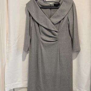 Tahari ASL Silver-Draped or off shoulder Collar Dress -6P